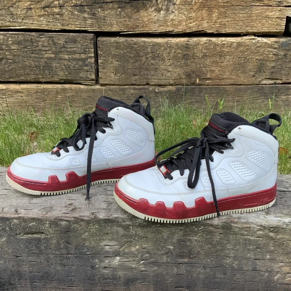 Nike Air Jordan Fussion 9 Red White Black Men Sneaker Size 9.5 Shoes 352753-102‎
